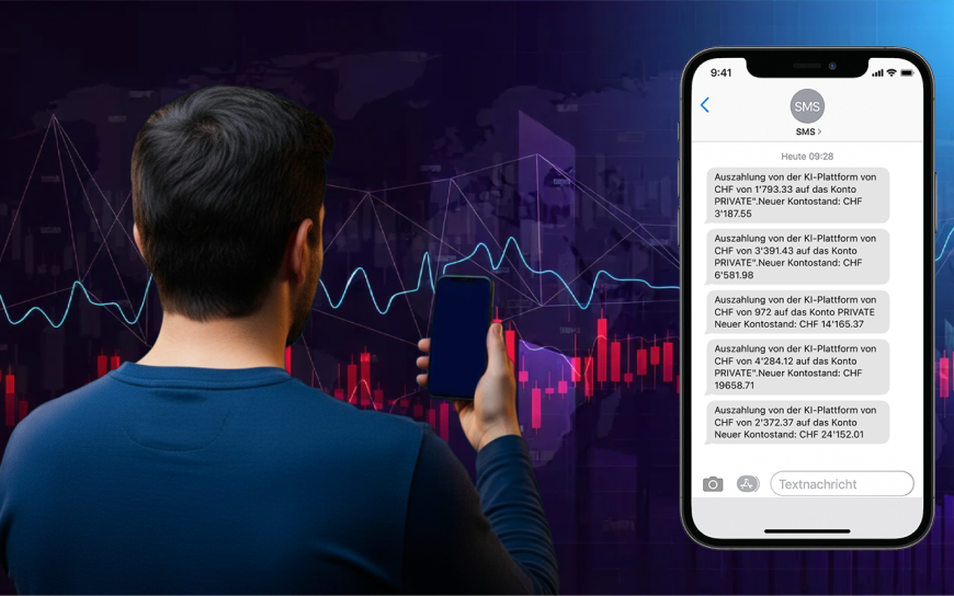 Trading results on mobile phone